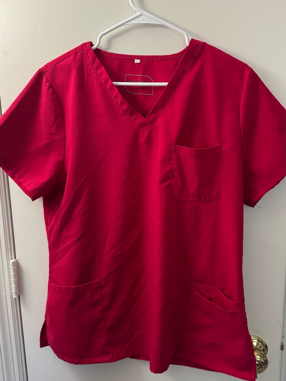 Mint Women's Red V-Neck Scrub Top